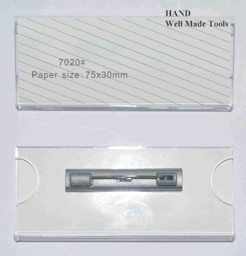 Three premium hard plastic name badges, 75x30mm each.