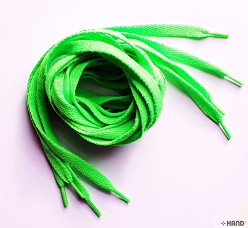 10 Pairs Flat Trainer Shoe Laces 110cm/43" - Assorted Colors (Neon Green)