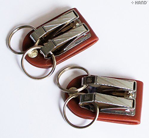 Two wide belt double loop hook keyring buckles on a white background.