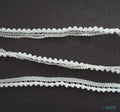 Close-up of tiny white pom pom trim showing 3mm pom poms
