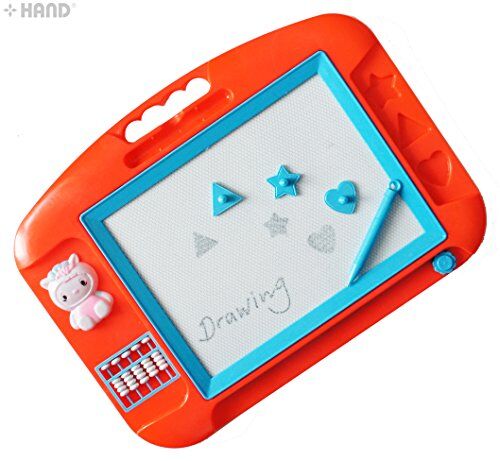 Child using the magnetic sketch board to draw