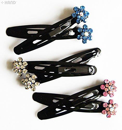 CHC Beautiful Shiny Diamante Crystal Assorted Designs and Colours Hair Clips for All Ages - Pack of 3 Pairs (CHC03)