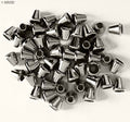 Large plastic metallic silver tone cord fastener ends in a pack.