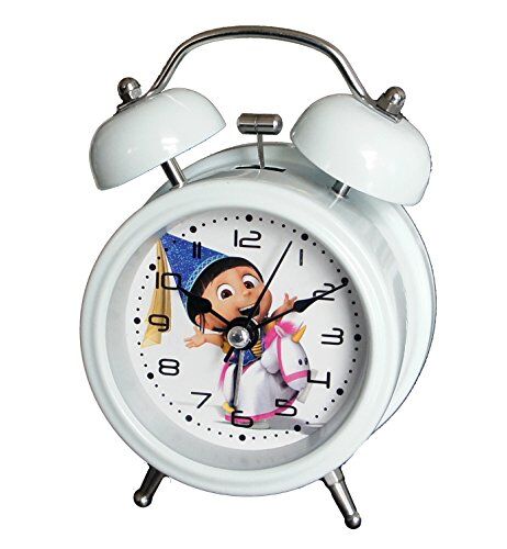 Minions cartoon metal twin bell alarm clock, 3 inches in size.