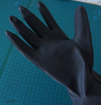 Two pairs of thick rubber gloves in black for gardening