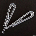Small clear plastic clips for garment fastening