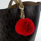 Large Red Fluffy Pompom with Lobster Clasp and Keyring Bag Pendant Key Charm