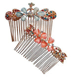 Elegant metal hair slide comb with crystal rhinestones design.