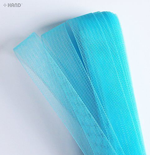 Light blue nylon crin trim displayed on a white background