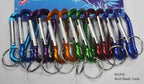 Close-up of a 70mm carabiner spring snap link hook.