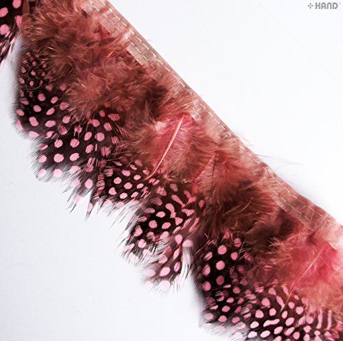 GF Guinea Fowl Feather Fringe 2.5 inches/ w- appx 2 metres (GF04 Pink)