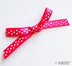 BO1 Small Decorative DIY Craft Ribbon pre-tied Bow with White Dots Trims (BO1-1 Pink appx 85)