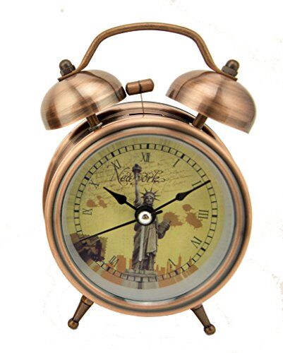 Vintage Statue of Liberty alarm clock in copper tone finish.