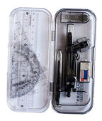 Complete 8-piece geometry kit in a shatterproof box.