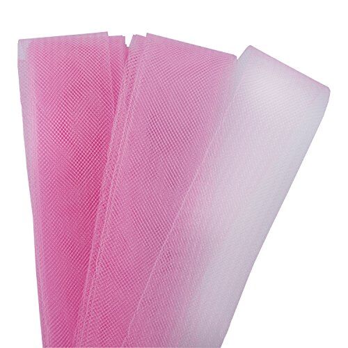 Close-up of pink nylon crin trim showing texture and colour.