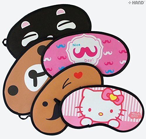 Assorted Cartoon Cute Design Sleeping Eye Mask Travel Eye Protection Eyeshades with Elastic Strap - Pack of 3