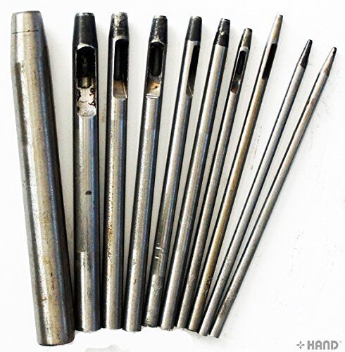 Set of 10 round hole leather craft eyelet punches in various sizes