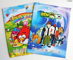 Cover of boys' cartoon colouring book featuring vibrant characters