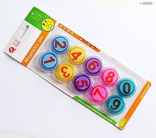 Magnetic number 7 in vibrant colour against a plain surface