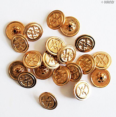 4-part Decorative Top Press Stud Buttons 17mm Assorted Designs - 20 Sets (PBGV02 Gold)
