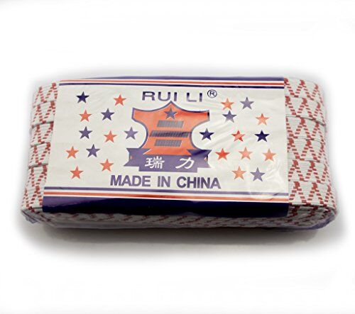 Roll of flat sewing elastic in white and red colours.
