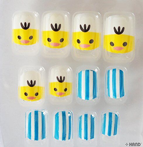 Close-up of colourful false nail tips for children.