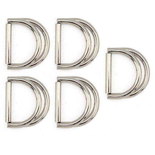 Large silver metal D-ring buckle on a white background
