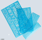 Image of stencils with ink risers to prevent smudging during use.