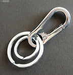 Close-up of the all metal buckle attached to a key ring.