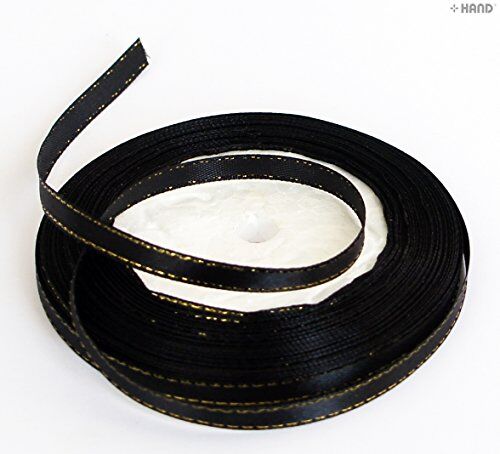 ® Elegant Black and Gold Craft DIY Party Ribbon Trim - Assorted Width and Styles (NO.FBG03 Satin 7mmx20m)