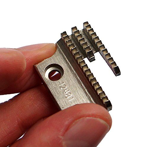 Close-up of a generic feed dog for sewing machines.