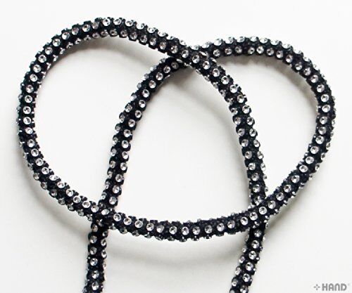 Diamante Look Round Crystal Trim/Rope/Cord - diameter 8mm x 5meters (DMLR04 Black)