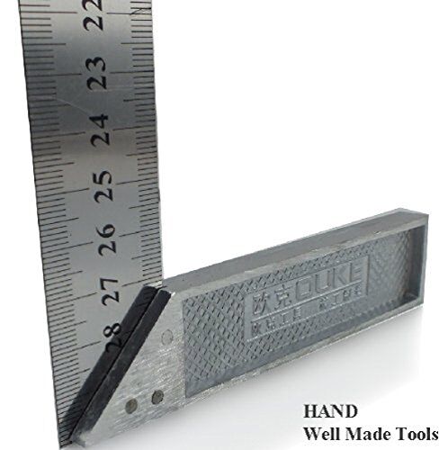 Close-up of the precisely marked angle on the ruler