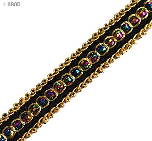10 m Elegant Black and Gold/Silver Craft DIY Party Ribbon Trim - Assorted Colours and Styles (NO.FBGCT04 Black Gold and Colour 10mm)