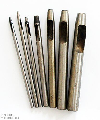 Set of 7 leather craft eyelet hole punches in various sizes