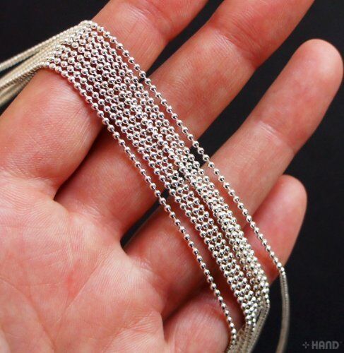 Round Ball Bead Diameter 1.5mm Continuous Chain/Trim for Jewellery, Fashion Design and More - appx 10m (Silver)