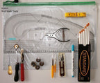 Student using tools from the design and pattern making pack.