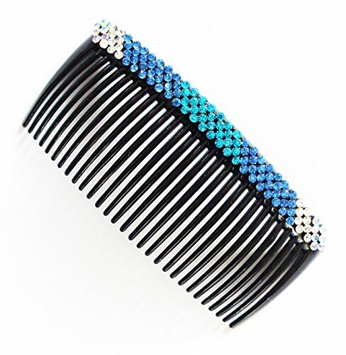 Assorted design of large plastic hair comb with rhinestones.