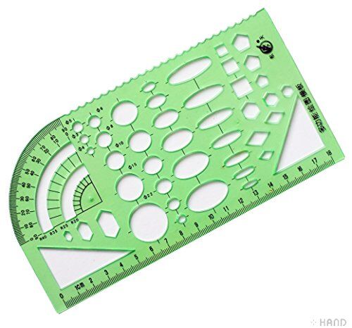 Plastic multi-purpose drawing metric template stencil, 18cm size.