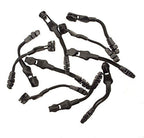 Black metal zip pull attached to a stylish bag for added flair.
