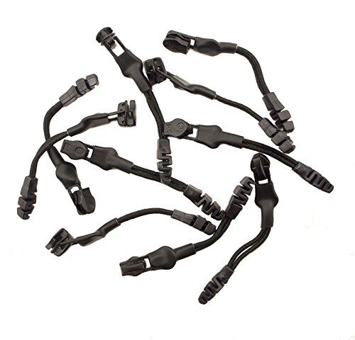 Pack of 10 No.3 black metal zip pulls with grip cords.