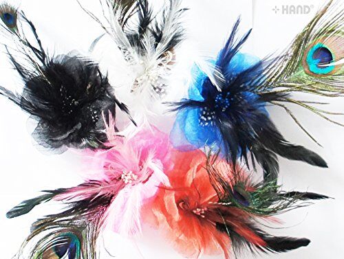 Close-up of a peacock feather flower headdress showcasing intricate details.