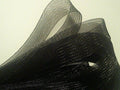 Black nylon crin trim, 40mm wide, displayed on a white background.