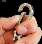 Side view of the double key ring showcasing its sturdy design.