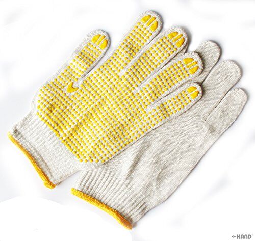 Three pairs of Comfort cotton gloves with rubber grip