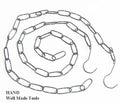 Five silver garment chains displayed on a white background.