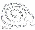 Five silver garment chains displayed on a white background.