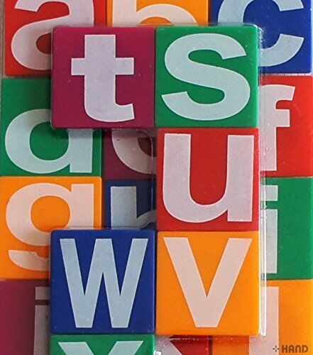 Assorted colours of magnetic lower case alphabet letters