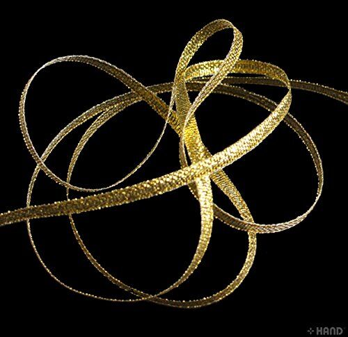 20m Gold/Silver Craft DIY Wedding Metallic Ribbon - Assorted Styles and Width (FG04 5mm Gold Sheer)