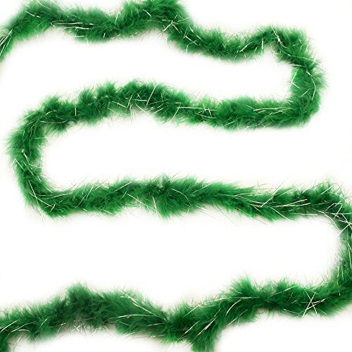 Forest green feather garland with silver trim, 1.87 metres long.